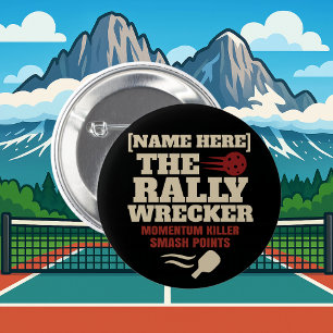 Badge Rond 5 Cm Bouton de pickleball nom personnalisé THE RALLY WR