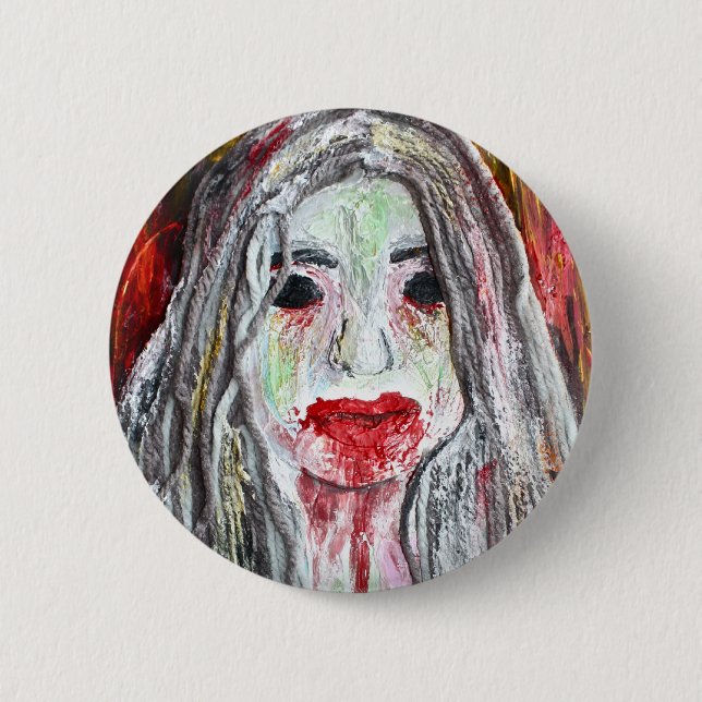 Badge Rond 5 Cm Bouton de Pin de fille de zombi (Devant)