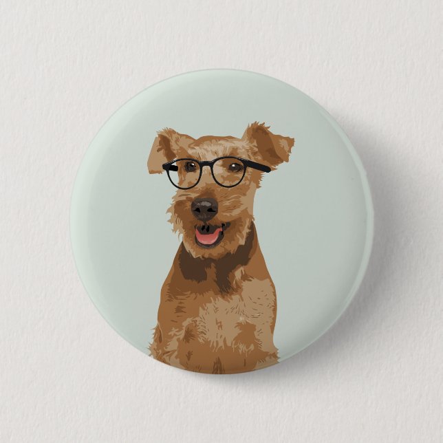 Badge Rond 5 Cm Bouton de Pin de gallois Terrier de hippie pour (Devant)