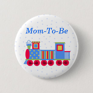 Badge Rond 5 Cm Bouton de Pin de maman de baby shower de train de