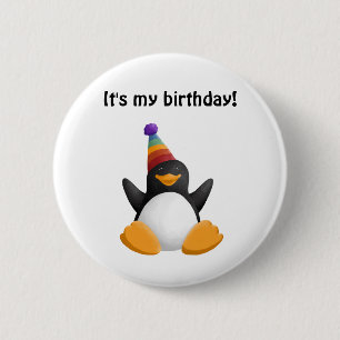 Badge Rond 5 Cm Bouton de pingouin de joyeux anniversaire