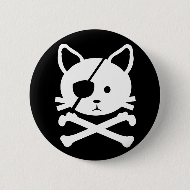 Badge Rond 5 Cm Bouton de pirate de chat (Devant)