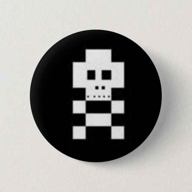 Badge Rond 5 Cm Bouton de Pixelz de crâne (Devant)