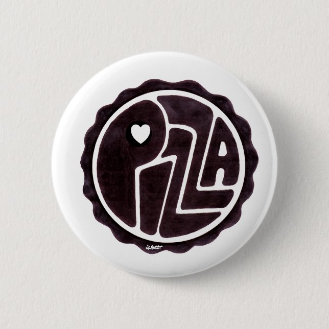 BADGE ROND 5 CM BOUTON DE PIZZA D'AMOUR (Devant)