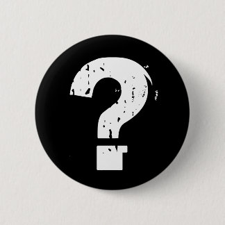 Badge Rond 5 Cm Bouton de point d'interrogation sur le noir
