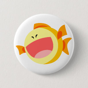 Badge Rond 5 Cm Bouton de poisson caricaturé joyeux