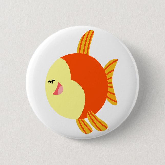 Badge Rond 5 Cm Bouton de poisson cartonné mignon et moelleux (Devant)
