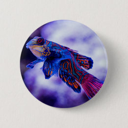 Badge Rond 5 Cm Bouton de poisson Mandarin Goby