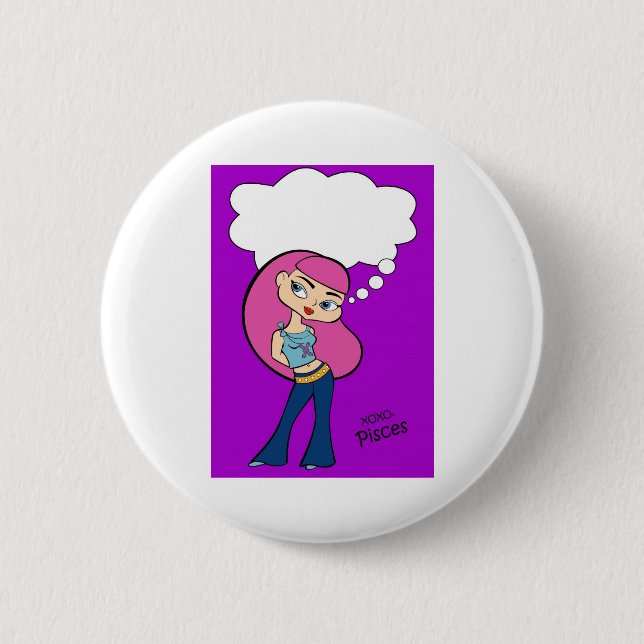 Badge Rond 5 Cm Bouton de Poissons (Devant)