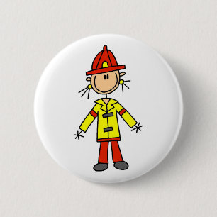 Badge Rond 5 Cm Bouton de pompier en bonhomme allumette