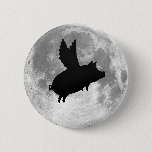 Badge Rond 5 Cm bouton de porc de vol de pleine lune (Devant)