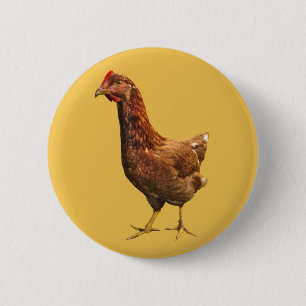 Badge Rond 5 Cm Bouton de poulet rouge de l'île Rhode