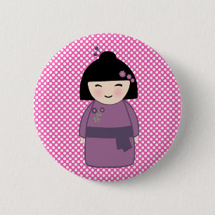 Badge Rond 5 Cm Bouton de poupée Kokeshi japonais
