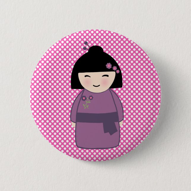 Badge Rond 5 Cm Bouton de poupée Kokeshi japonais (Devant)