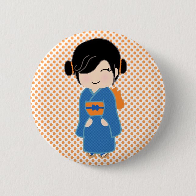 Badge Rond 5 Cm Bouton de poupée Kokeshi japonais (Devant)