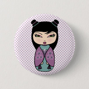 Badge Rond 5 Cm Bouton de poupée Kokeshi japonais
