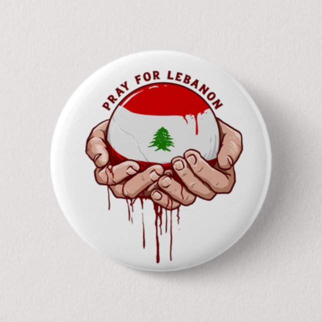Badge Rond 5 Cm Bouton de prière pour le Liban (Devant)