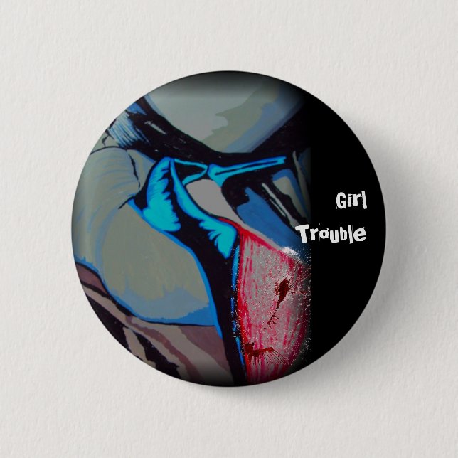 Badge Rond 5 Cm Bouton "de problème de fille" (Devant)
