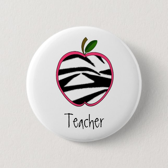 Badge Rond 5 Cm Bouton de professeur - contour rose d'Apple W (Devant)