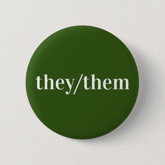 Badge Rond 5 Cm Bouton de pronom vert blanc Ils/Elles (Devant)