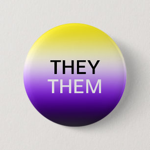Badge Rond 5 Cm Bouton de pronouns de gradient non binaire