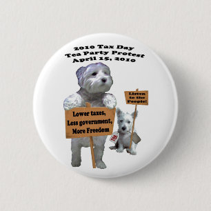 Badge Rond 5 Cm Bouton de protestation de thé de jour d'impôts d