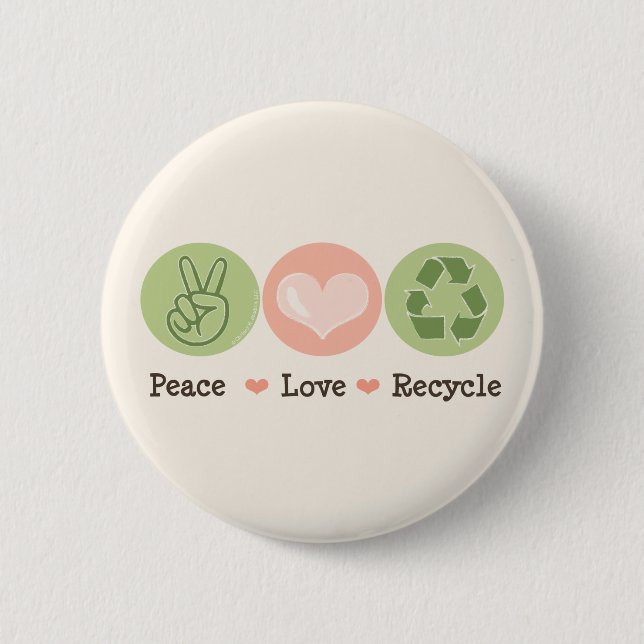 Badge Rond 5 Cm Bouton de recyclage Peace Love (Devant)