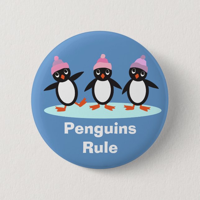 Badge Rond 5 Cm Bouton de règle de pingouins (Devant)