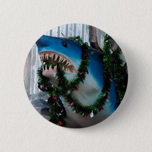 Badge Rond 5 Cm Bouton de requin de Noël