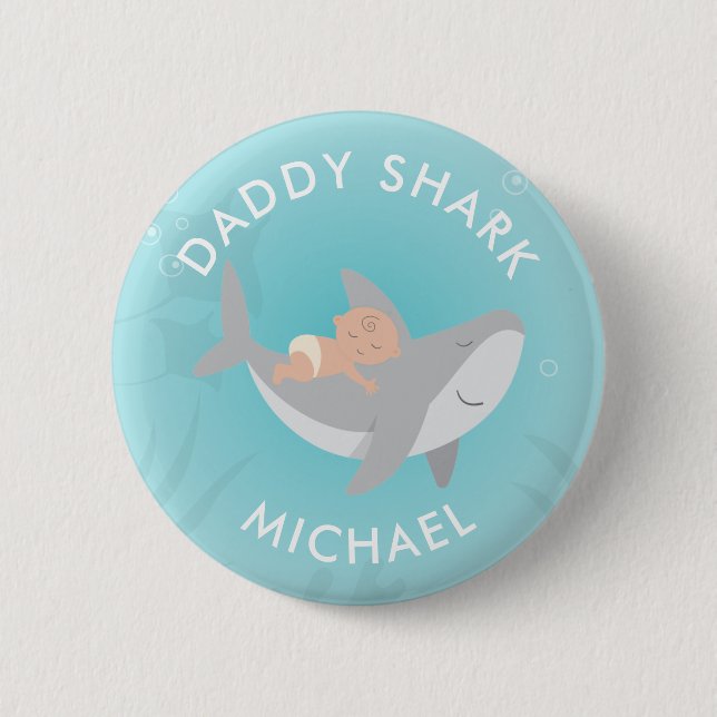 Badge Rond 5 Cm Bouton de requin mignon papa (Devant)