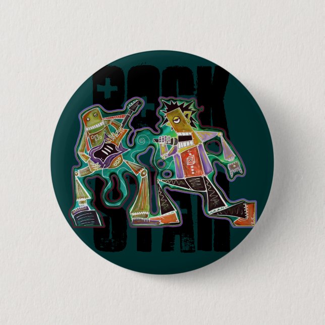 Badge Rond 5 Cm Bouton de ROBOT de VEDETTE DU ROCK (Devant)