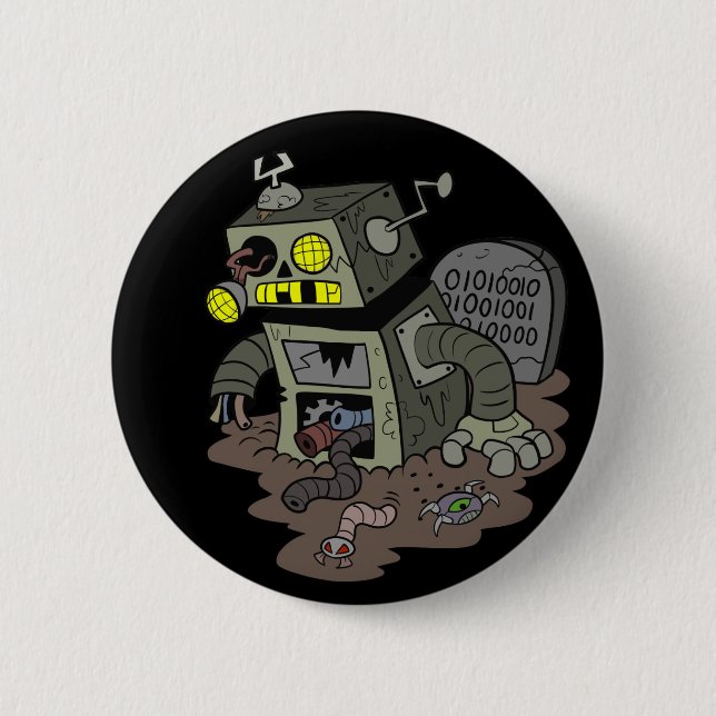 Badge Rond 5 Cm Bouton de robot de zombi (Devant)