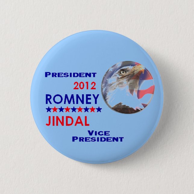 Badge Rond 5 Cm Bouton de ROMNEY et de JINDAL 2012 (Devant)
