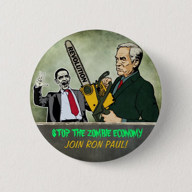 Badge Rond 5 Cm Bouton de Ron Paul d'économie de zombi (Devant)