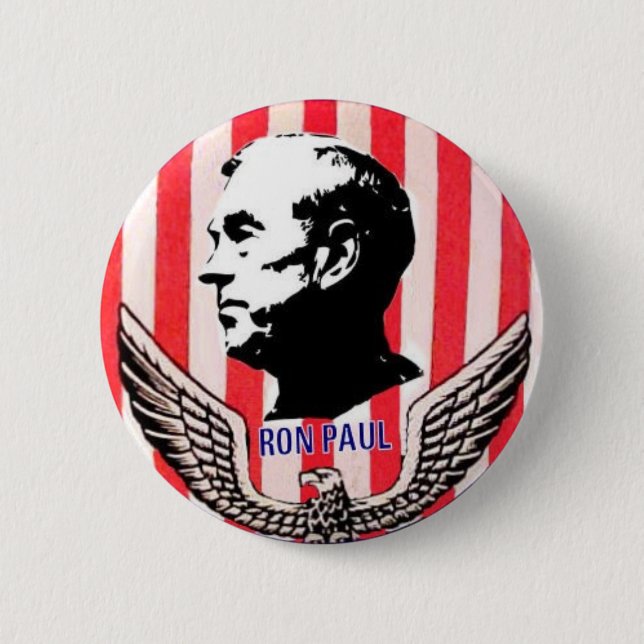 Badge Rond 5 Cm Bouton de Ron Paul Eagle et de rayures (Devant)