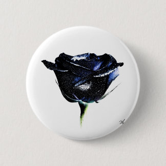 Badge Rond 5 Cm Bouton de rose de noir