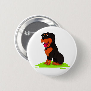Badge Rond 5 Cm Bouton de Rottweiler de dessin animé amateur de ch