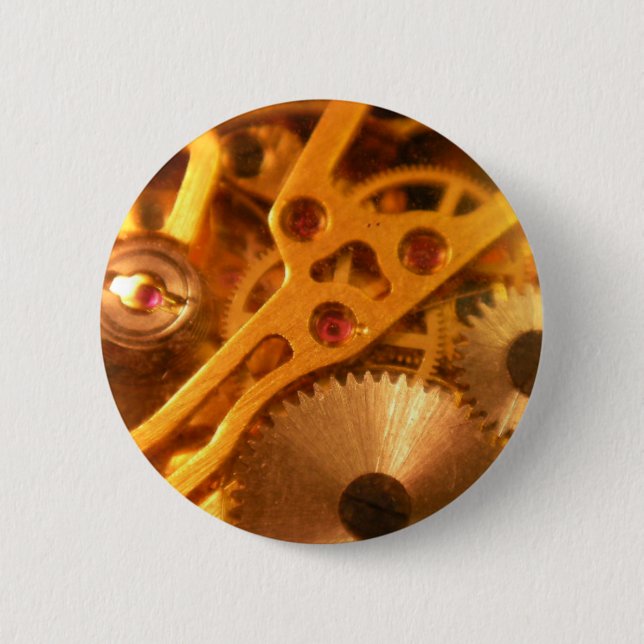 Badge Rond 5 Cm Bouton de rouages (Devant)