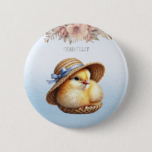 Badge Rond 5 Cm Bouton de ruban bleu petit poulet