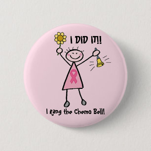 Badge Rond 5 Cm Bouton de ruban de rose de Bell de chimio