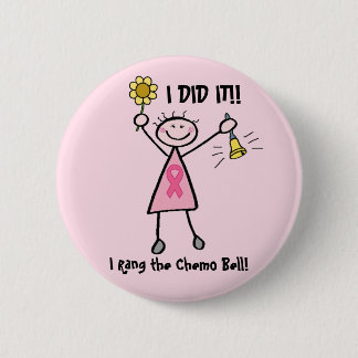 Badge Rond 5 Cm Bouton de ruban de rose de Bell de chimio