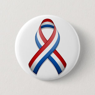 Badge Rond 5 Cm Bouton de ruban de sensibilisation rouge, blanc et