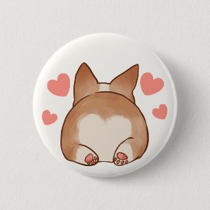 Badge Rond 5 Cm Bouton de Saint-Valentin de bout de corgi