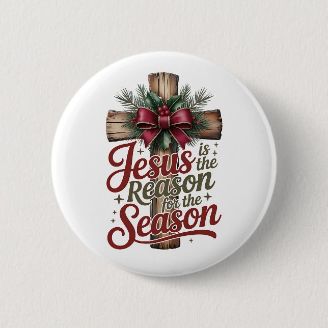 Badge Rond 5 Cm Bouton de saison de raison de Jésus (Devant)