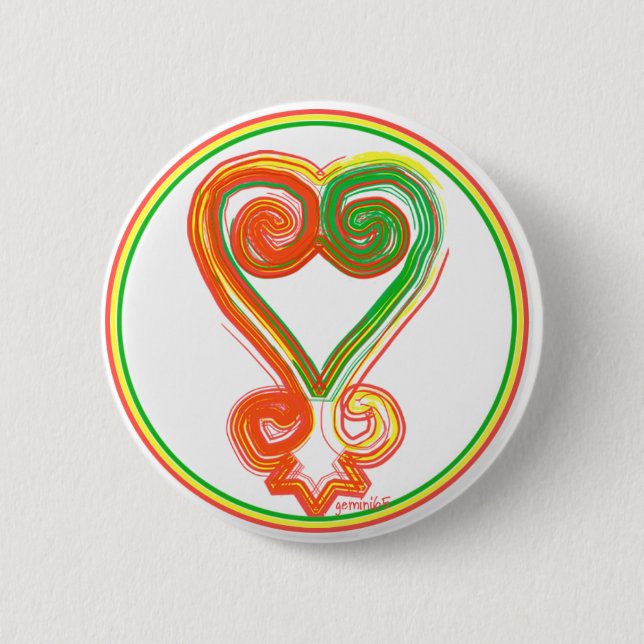 Badge Rond 5 Cm Bouton de Sankofa (Devant)