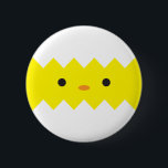 Badge Rond 5 Cm Bouton de sélection à hachures<br><div class="desc">oiseau de pâques oeuf jaune éclos mignonette caricature kawaii enfants poule de printemps</div>