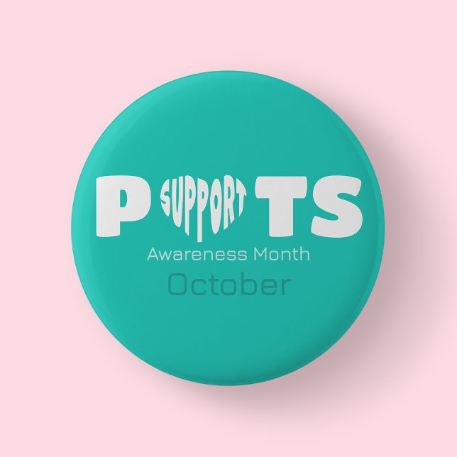 Badge Rond 5 Cm Bouton de sensibilisation au POTS sarcelle (POTS Awareness Month)