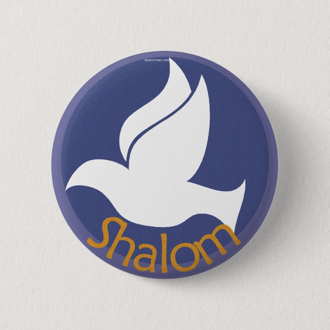 Badge Rond 5 Cm Bouton de Shalom de colombe (Devant)