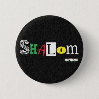 Badge Rond 5 Cm Bouton de Shalom (noir/tri)