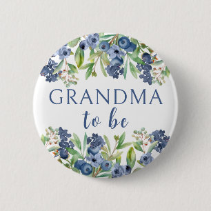Badge Rond 5 Cm Bouton de shower bébé bleu pour future grand-mère